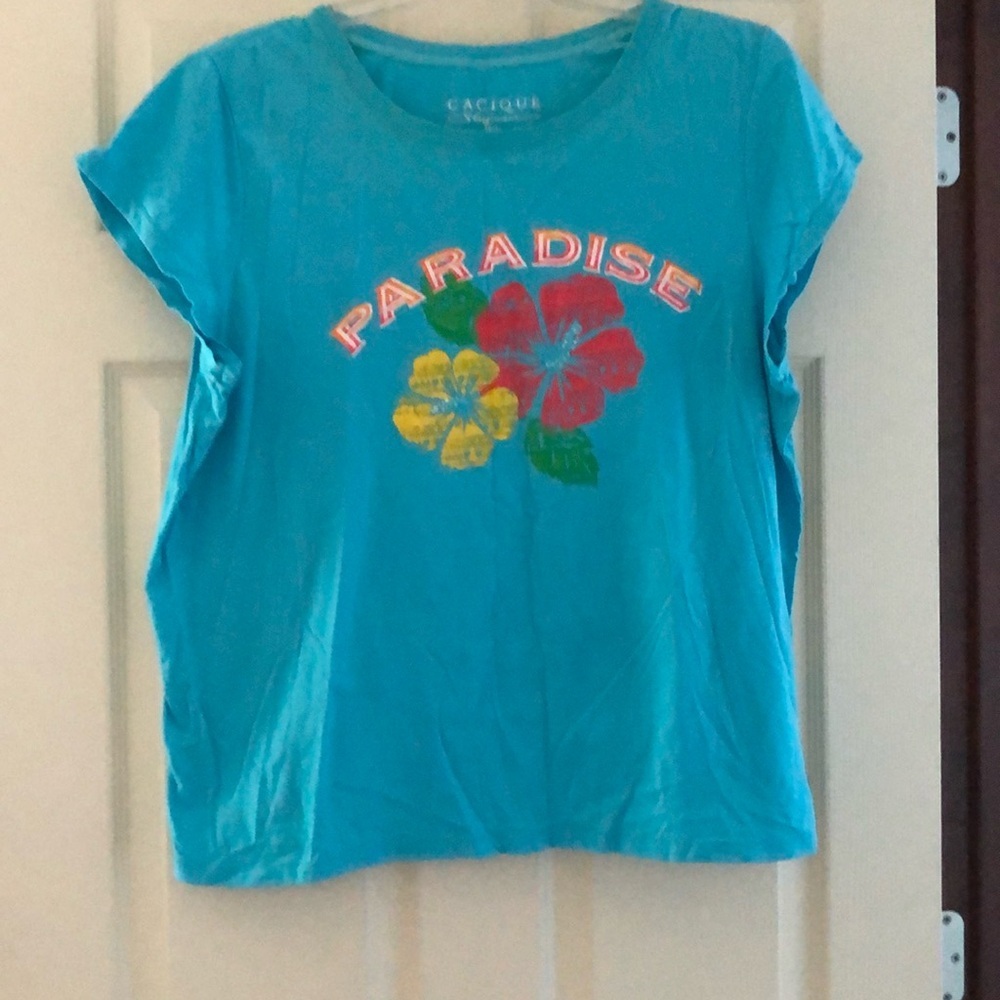 Cacique Blue Paradise Floral Loungewear Shirt 18/20